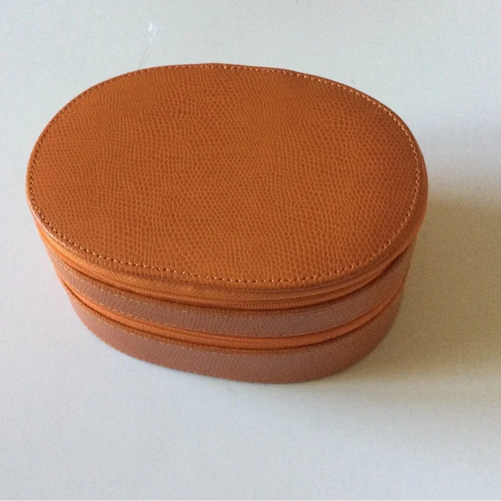 BEY-BERK LIZARD EMBOSSED LEATHER 2 LEVEL JEWELRY BOX CASE ORANGE NWOT